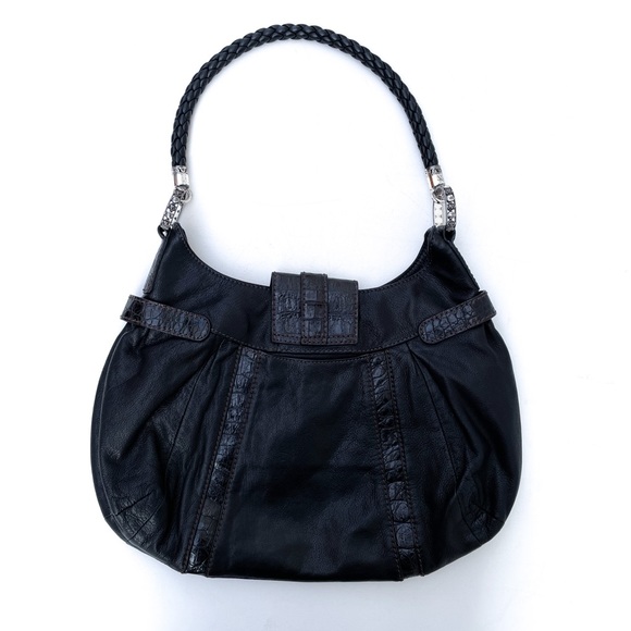 Brighton Black Leather Shoulder Hobo Bag - Picture 2 of 6